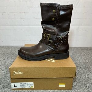 Zodiac Faith Womens 8.5 M Brown Faux Leather Mid Calf Buckle Combat Boots